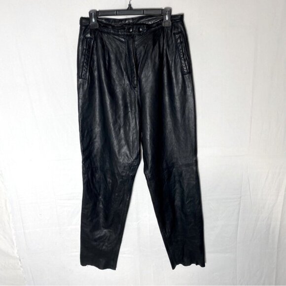Vintage Jez Creations Montreal Black Leather High Rise Relaxed Leather Pants 8 - Picture 14 of 15